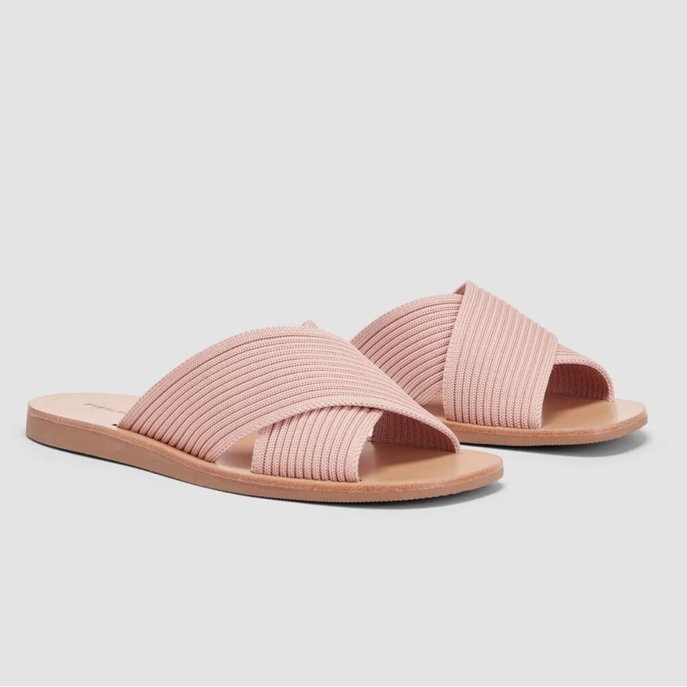 Everlane Day Crossover Sandal Pink Tan Knit Slide Sandals Size 8.5 New No Box